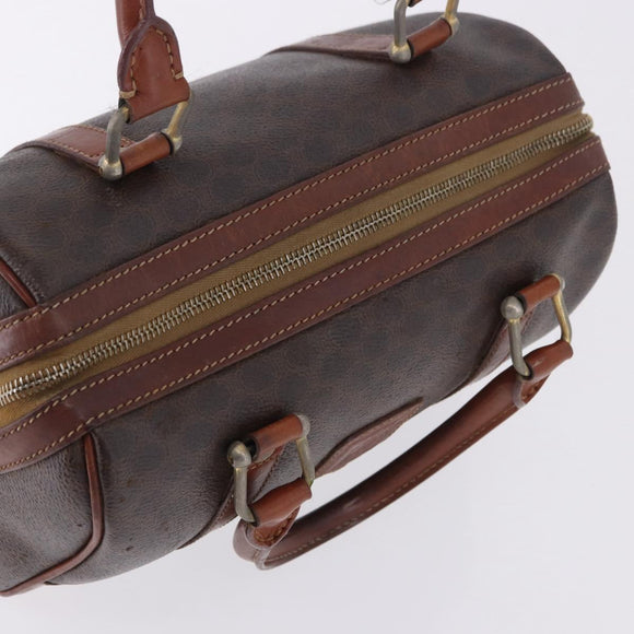 CELINE Macadam Canvas Handtasche PVC Leder Braun Gold Auth ep12767
