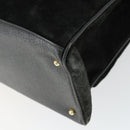 GUCCI Bamboo Hand Bag Suede 2way Black Gold 002 123 0322 Auth ep12772-14