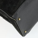 GUCCI Bamboo Hand Bag Suede 2way Black Gold 002 123 0322 Auth ep12772-15