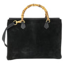 GUCCI Bamboo Hand Bag Suede 2way Black Gold 002 123 0322 Auth ep12772-3
