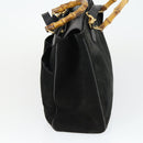 GUCCI Bamboo Hand Bag Suede 2way Black Gold 002 123 0322 Auth ep12772-4