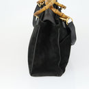 GUCCI Bamboo Hand Bag Suede 2way Black Gold 002 123 0322 Auth ep12772-5