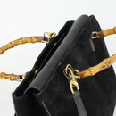 GUCCI Bamboo Hand Bag Suede 2way Black Gold 002 123 0322 Auth ep12772-6