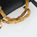 GUCCI Bamboo Hand Bag Suede 2way Black Gold 002 123 0322 Auth ep12772-9