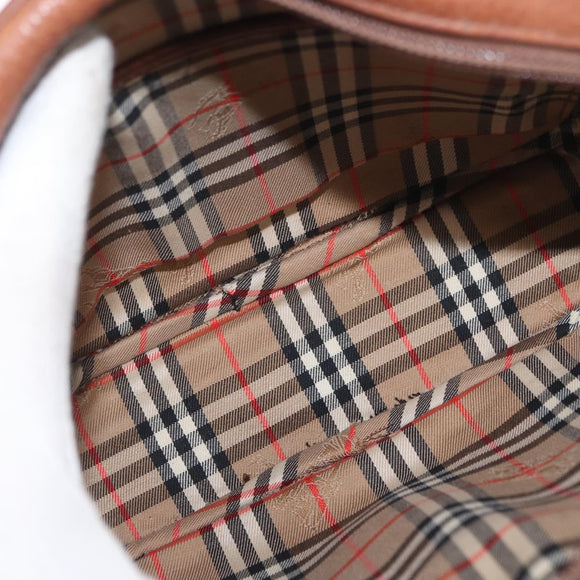 Burberrys Shoulder Bag Leather Brown Gold Auth ep12778