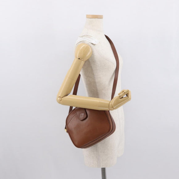 Burberrys Shoulder Bag Leather Brown Gold Auth ep12778