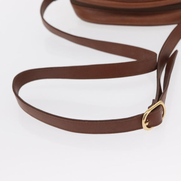 Burberrys Shoulder Bag Leather Brown Gold Auth ep12778