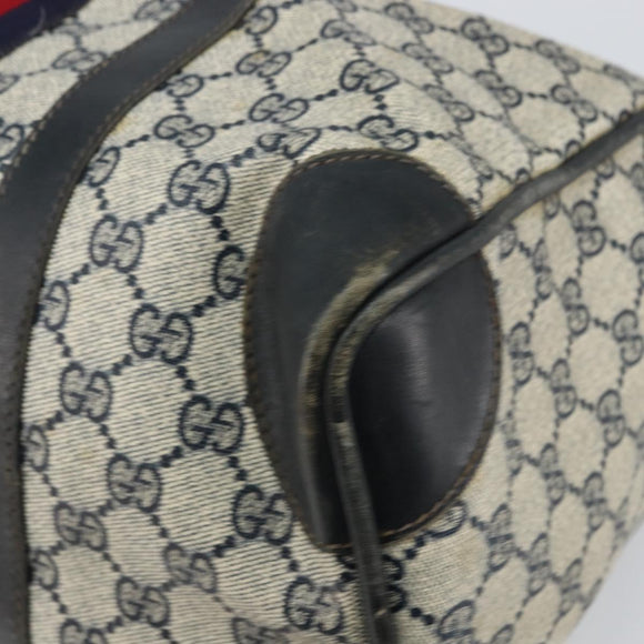 GUCCI GG Supreme Sherry Line Hand Bag PVC Navy Gold Auth ep12779