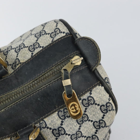 GUCCI GG Supreme Sherry Line Hand Bag PVC Navy Gold Auth ep12779