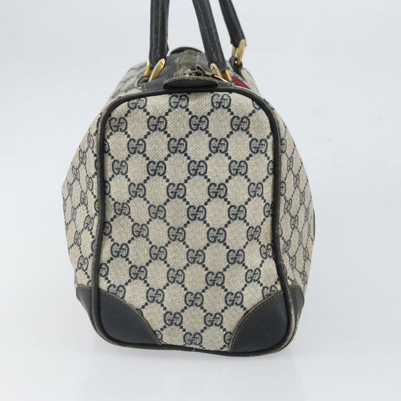 GUCCI GG Supreme Sherry Line Hand Bag PVC Navy Gold Auth ep12779