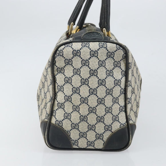 GUCCI GG Supreme Sherry Line Hand Bag PVC Navy Gold Auth ep12779