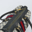 GUCCI GG Supreme Sherry Line Hand Bag PVC Navy Gold Auth ep12779-6