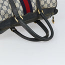 GUCCI GG Supreme Sherry Line Hand Bag PVC Navy Gold Auth ep12779-7