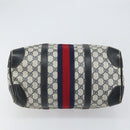 GUCCI GG Supreme Sherry Line Hand Bag PVC Navy Gold Auth ep12779-5