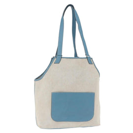 HERMES Tote Bag Canvas Gray Silver Auth ep12780