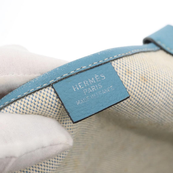 HERMES Tote Bag Canvas Gray Silver Auth ep12780