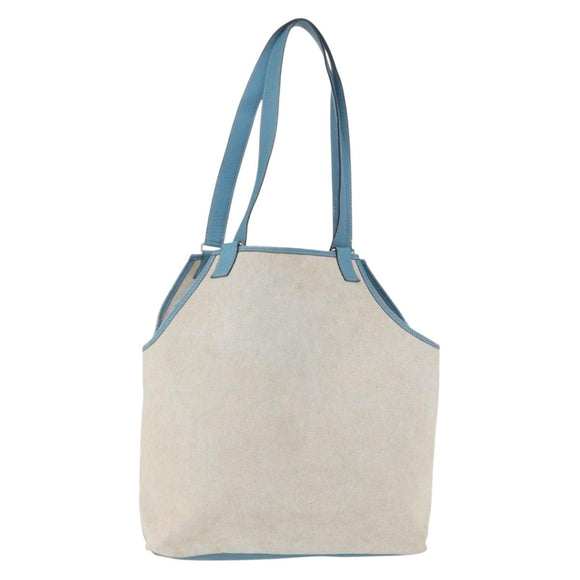 HERMES Tote Bag Canvas Gray Silver Auth ep12780