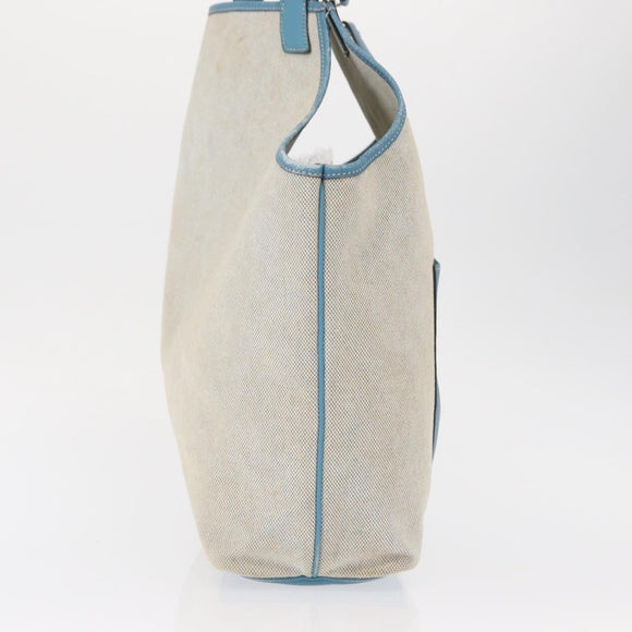 HERMES Tote Bag Canvas Gray Silver Auth ep12780