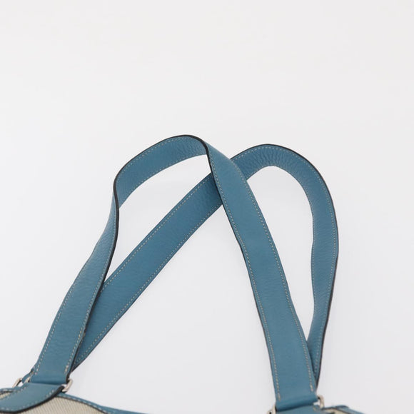 HERMES Tote Bag Canvas Gray Silver Auth ep12780