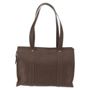 CELINE Macadam Canvas Tote Bag PVC Leather Brown Gold Auth ep12781-2