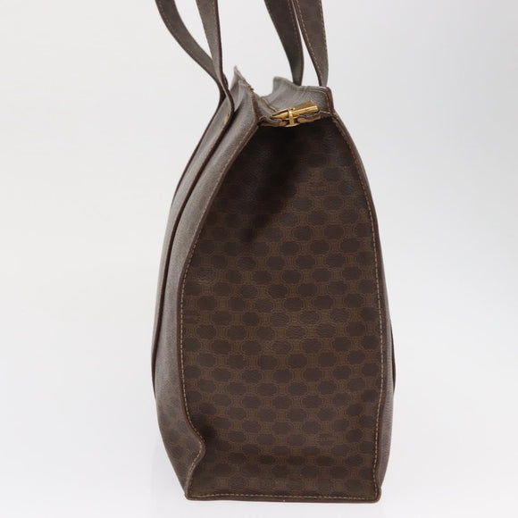 CELINE Macadam Canvas Tote Bag PVC Leather Brown Gold Auth ep12781