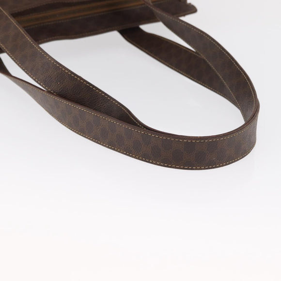 CELINE Macadam Canvas Tote Bag PVC Leather Brown Gold Auth ep12781