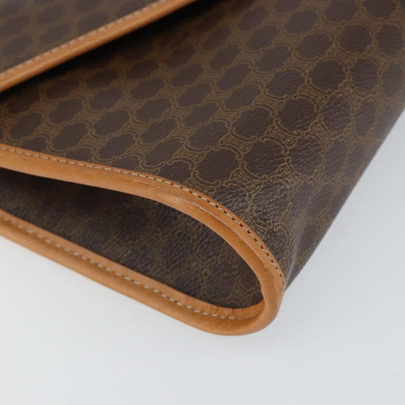 CELINE Macadam Canvas Shoulder Bag PVC Leather Brown Gold Auth ep12783