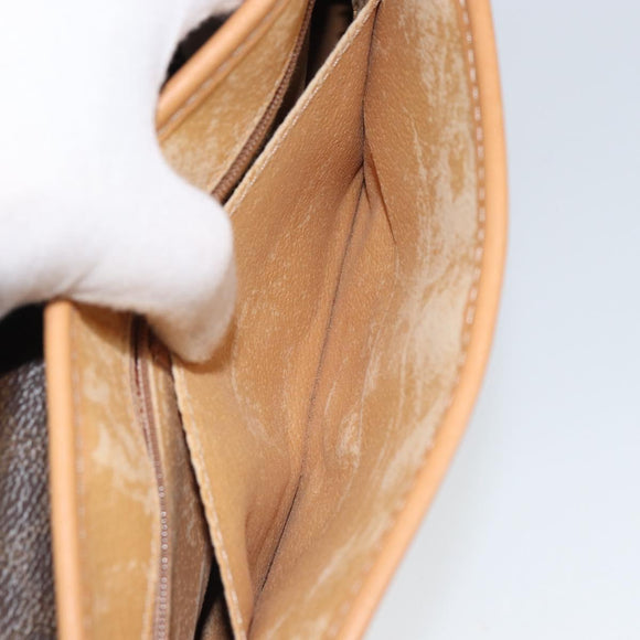 CELINE Macadam Canvas Shoulder Bag PVC Leather Brown Gold Auth ep12783