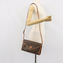 CELINE Macadam Canvas Shoulder Bag PVC Leather Brown Gold Auth ep12783-24