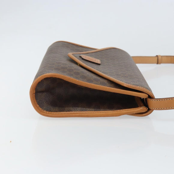 CELINE Macadam Canvas Shoulder Bag PVC Leather Brown Gold Auth ep12783