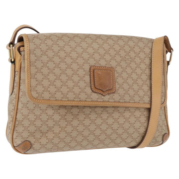 CELINE Macadam Canvas Shoulder Bag PVC Beige Gold Auth ep12785
