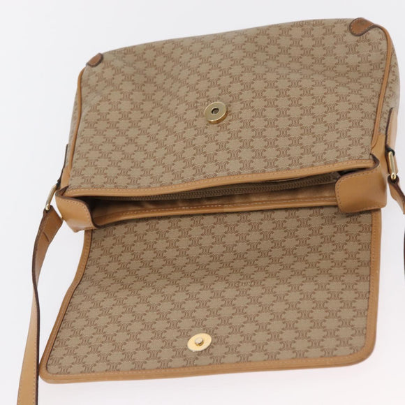 CELINE Macadam Canvas Shoulder Bag PVC Beige Gold Auth ep12785