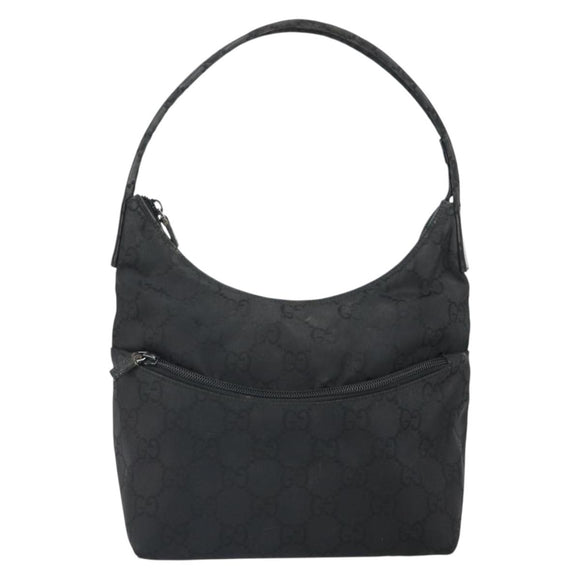 GUCCI GG Canvas Shoulder Bag Nylon Black Silver 001 3386 Auth ep12794