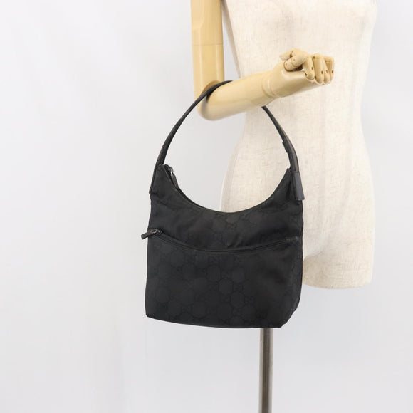 GUCCI GG Canvas Shoulder Bag Nylon Black Silver 001 3386 Auth ep12794