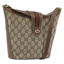 GUCCI GG Supreme Web Sherry Line Bag PVC Brown Gold 904 02 081 Auth ep12798-1