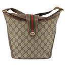 GUCCI GG Supreme Web Sherry Line Bag PVC Brown Gold 904 02 081 Auth ep12798-2
