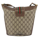 GUCCI GG Supreme Web Sherry Line Bag PVC Brown Gold 904 02 081 Auth ep12798-3
