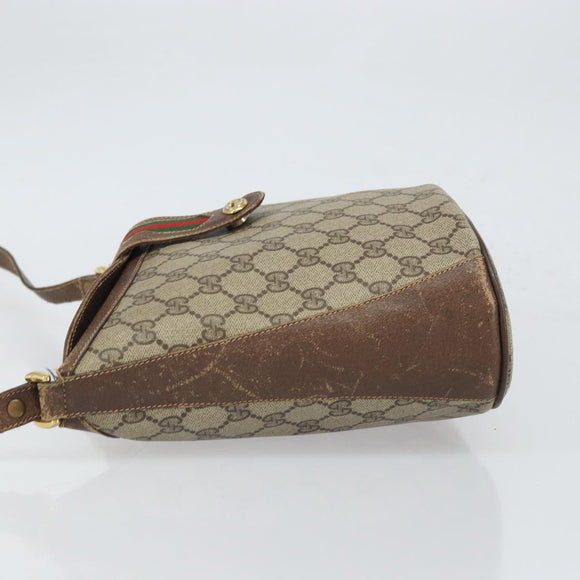 GUCCI GG Supreme Web Sherry Line Bag PVC Brown Gold 904 02 081 Auth ep12798
