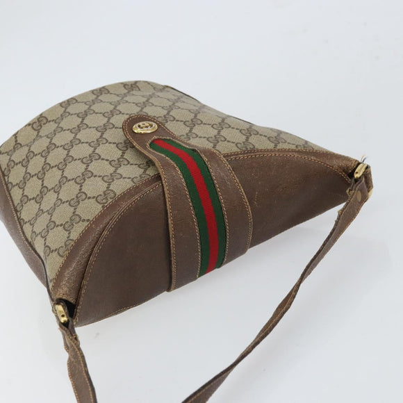 GUCCI GG Supreme Web Sherry Line Bag PVC Brown Gold 904 02 081 Auth ep12798