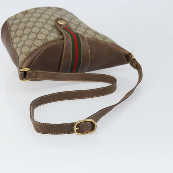 GUCCI GG Supreme Web Sherry Line Bag PVC Brown Gold 904 02 081 Auth ep12798