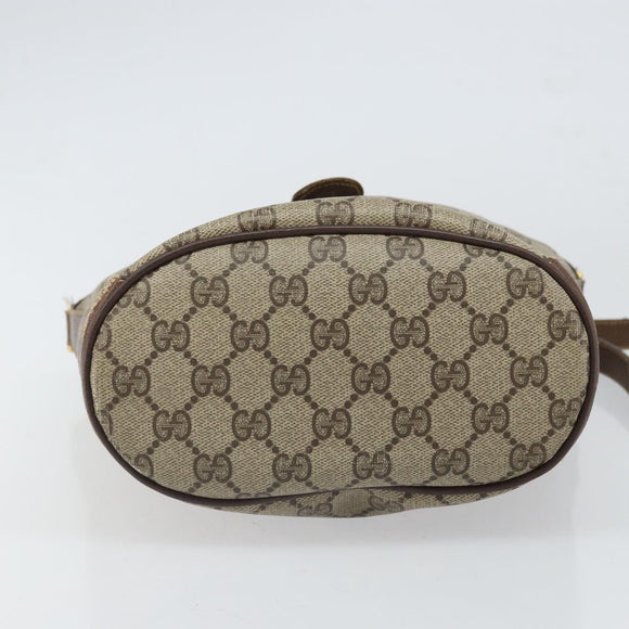 GUCCI GG Supreme Web Sherry Line Bag PVC Brown Gold 904 02 081 Auth ep12798
