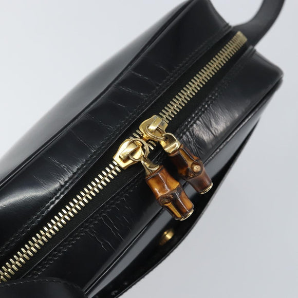 GUCCI Shoulder Bag Patent leather Black Gold 001 1705 1668 Auth ep12802