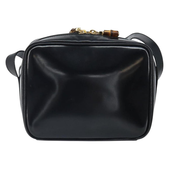 GUCCI Shoulder Bag Patent leather Black Gold 001 1705 1668 Auth ep12802