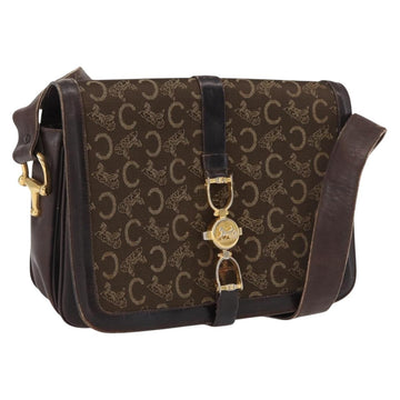 CELINE C Sulky Shoulder Bag Canvas Brown Gold Auth ep12803