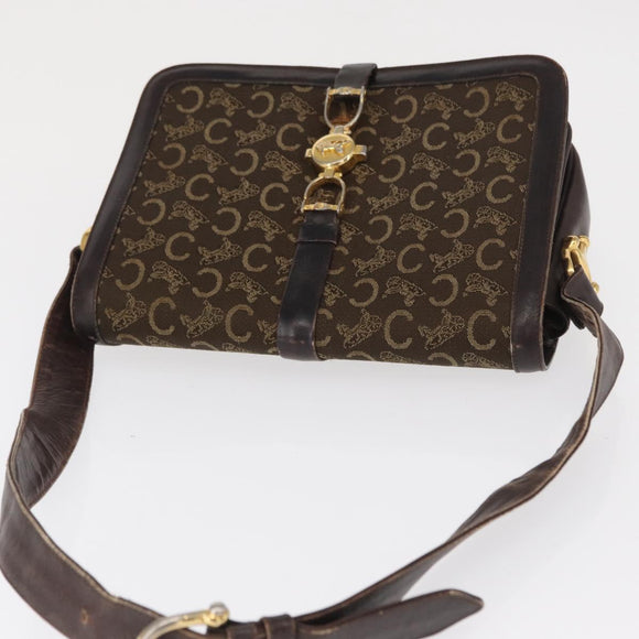 CELINE C Sulky Shoulder Bag Canvas Brown Gold Auth ep12803