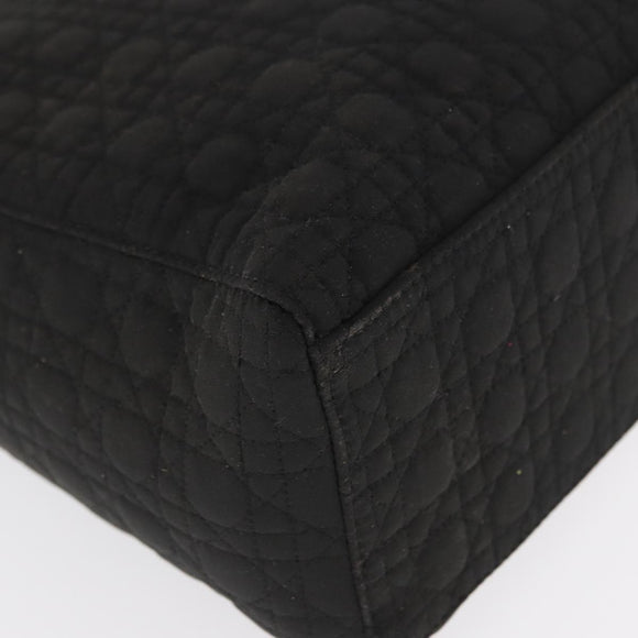 Christian Dior Lady Dior Canage Hand Bag Nylon Black Gold Auth ep12805