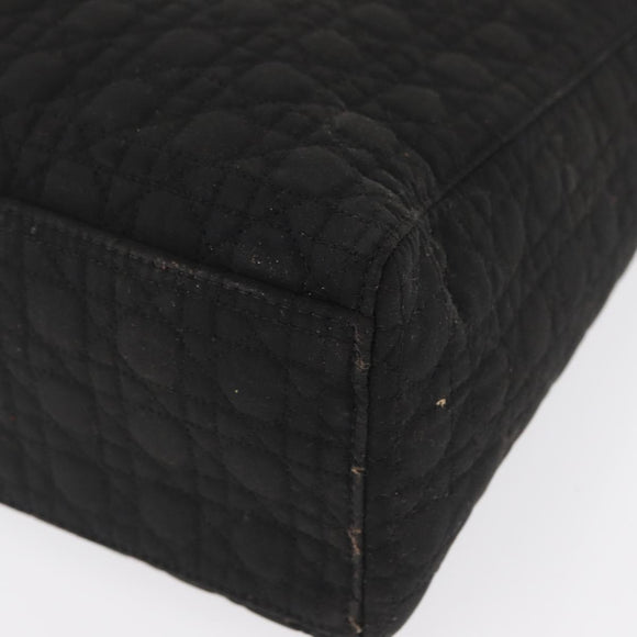Christian Dior Lady Dior Canage Hand Bag Nylon Black Gold Auth ep12805