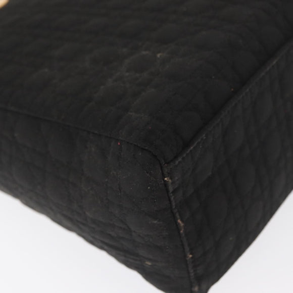 Christian Dior Lady Dior Canage Hand Bag Nylon Black Gold Auth ep12805