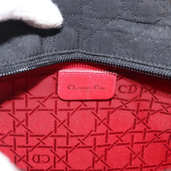Christian Dior Lady Dior Canage Hand Bag Nylon Black Gold Auth ep12805
