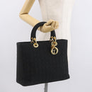 Christian Dior Lady Dior Canage Hand Bag Nylon Black Gold Auth ep12805-24